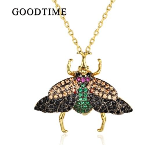 Unique Insect Pendant Necklaces Women Jewelry AAA Zirconia Cartoon Animal Pendant & Necklace with Pin Dual-use Fashion Jewelry