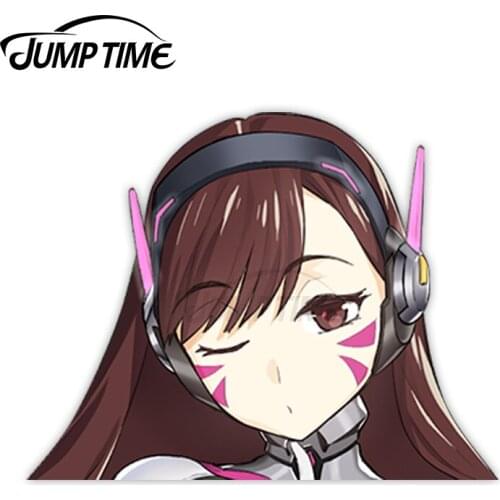 Jump Time Overwatch D.Va (Hana Song) 5 10.1 Big Head Anime Peeker Vinyl Decal Waifu Kawaii Girl Car Stickers