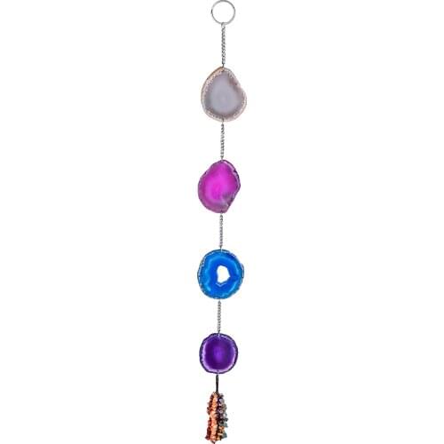 Reiki Healing Slices Agate Handmade Car Wall Hanging Ornaments Wind Chimes For Home Decoration Room Decor Gift