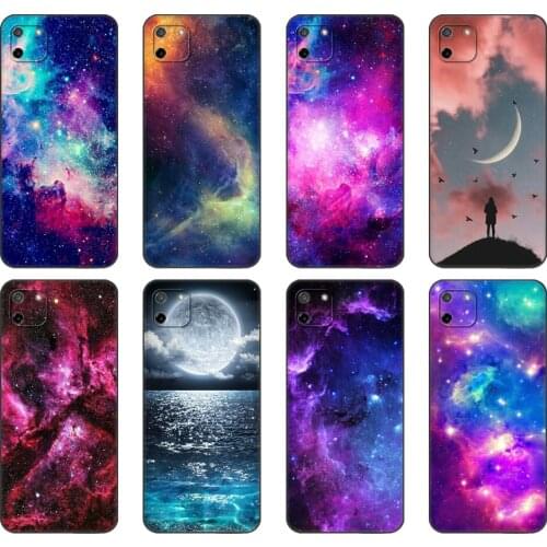 Black tpu Case For OPPO Realme C11 C20 C21 Case Back Cover Bumper Space Star