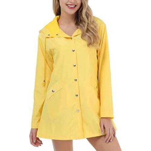Womens Lightweight Raincoat Hooded Waterproof Active Outdoor Long Rain Jacket