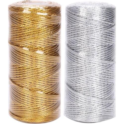 100M DIY Gold Silver Rope String Macrame Cord Rope Ribbon Crafts for Sewing Twine Twisted Thread Home Textile Decoration
