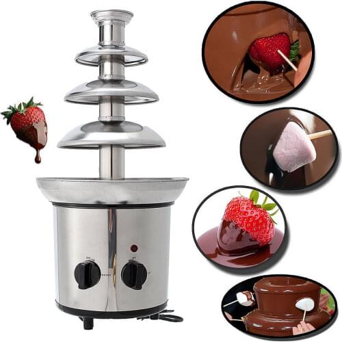 4 Tiers Mini Stainless Steel Chocolate Fondue Machine Waterfall Chocolate Melting Fountain Machine