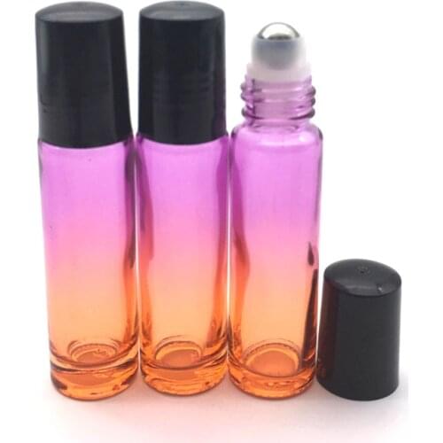 5pcs Essential Oil 10ml Roller Glass Bottle Gradient Red-orange Perfume Empty Roll on Ball Thick Glass Bottle