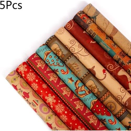 5Pcs Of Christmas Gift Wrap Wrapping Paper Traditional Gift Packing Present Box Packaging Wrap Decoration DIY Craft