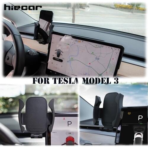 HieCar Model3 Car Phone Holder for Tesla Model 3 2021 Y Accessories Universal Mobile Bracket Holder in Car Center Console Screen