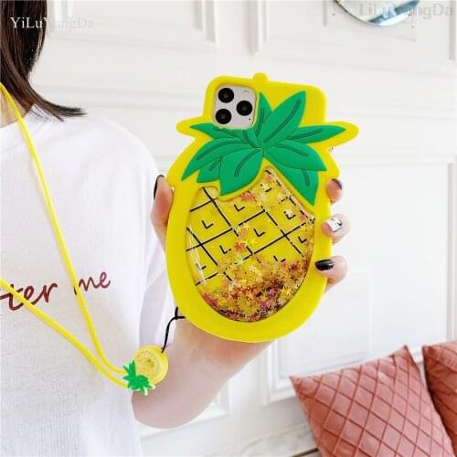 3D Pineapple Quicksand Glitter Phone Case for Apple iPhone 6 6s 7 8 Plus X XR XS 11 Pro Max Soft Silicone Cover Coque Fundas