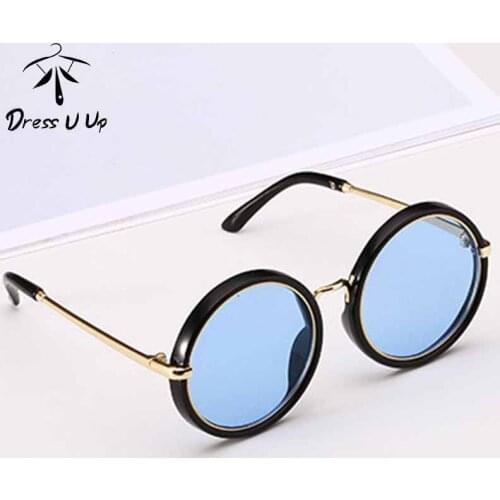 DRESSUUP Childrens New Hot Fashion Round Box Childrens Sunglasses Metal Marine Film Childrens Sunglasses Spot UV400