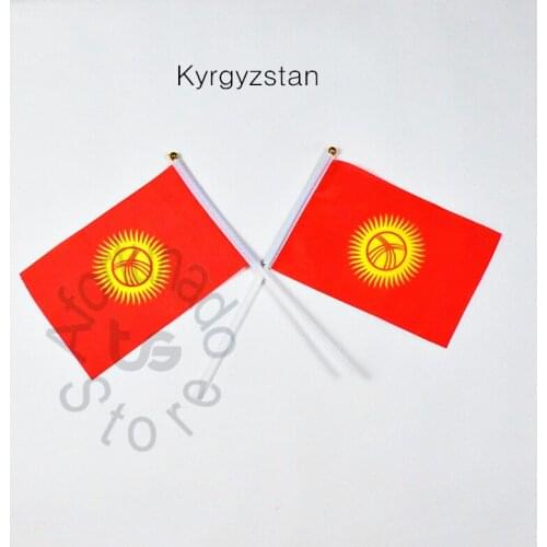 Kyrgyzstan flag motorcycle race Banner 14*21cm hand waving National flag Home Decoration flag banner