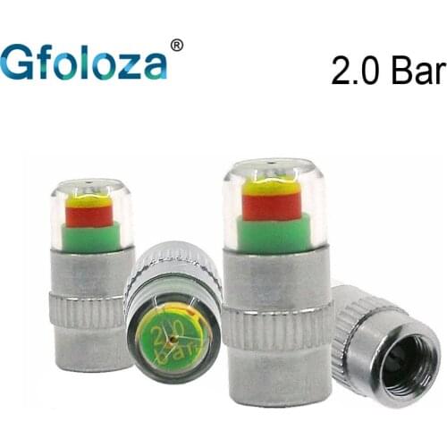 Gfoloza Car 2.0 Bar 30 PSI Auto Tire Pressure Monitor Valve Stem Cap Sensor Indicator Eye Alert Diagnostic Tools Kits 4pcs