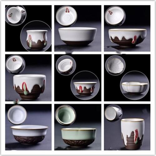 Individual Single Cup Ru Kiln Tea Master Cup Ceramic Kung Fu Ge Kiln Tea Cup Ru Porcelain Open Piece Can Hold