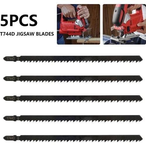 Adifare 5 Pcs Parts T-Shank Jig Saw Blade Saw Blade Woodworking T744D for Cutting Wood Metal Hardwood JigSaw Blades Set
