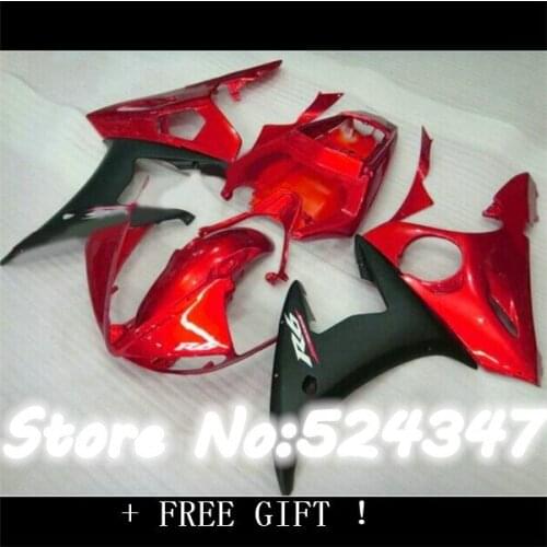 B plastic fairing kit for YZF-R6 03 04 05 matte black red YZF R6 2003 2004 2005 custom fairings