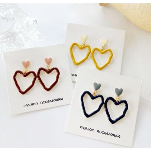 Korean Clip On Earrings Hoop Heart Big Pendant Clip Earring No Piercing Ladies Large Fashion Simple Jewelry Accesories For Women
