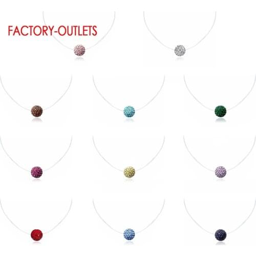 Crystal Pendant Transparent Line Necklace For Decoration 11 Colours Jewelry CZ Beads Bezel Setting Women Girls Party Gifts