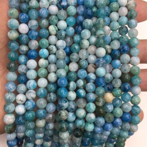 4/6/8/10/12mm Blue Color Hemimorphite Calamine Stone Round Beads Fit Necklace Making 15inch DIY Bracelet Gift