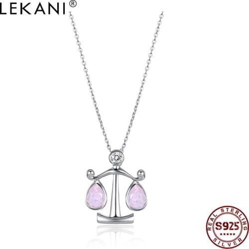 LEKANI Real 925 Sterling Silver Necklaces For Women Libra Chain 12 Constellations Pendent Necklace Girlfriend Gift Fine Jewelry