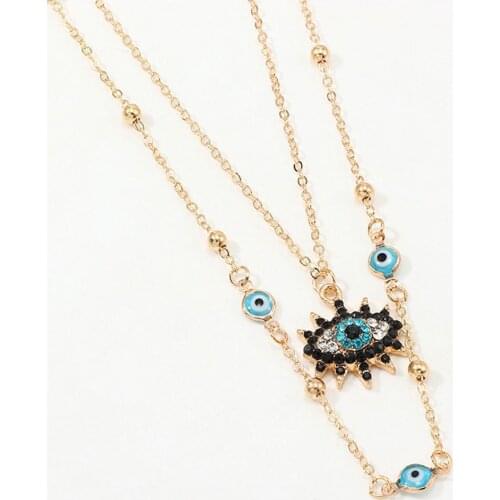 Layered Necklace Stackable Chain Evil Eye Pendant for Women Boho Style Gifts for Girl Friend, Sisters