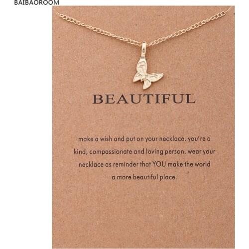 12pcs Fashion Reminders Beautiful Enchanted Butterfly Gold-color Charm Maxi Necklace Women