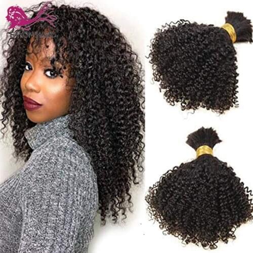 Mongolian Afro Kinky Curly Hair 1/3 Bundles Braiding Hair Bulk No Weft Short Kinky Curly Human Hair Bundles Remy Hair Extensions