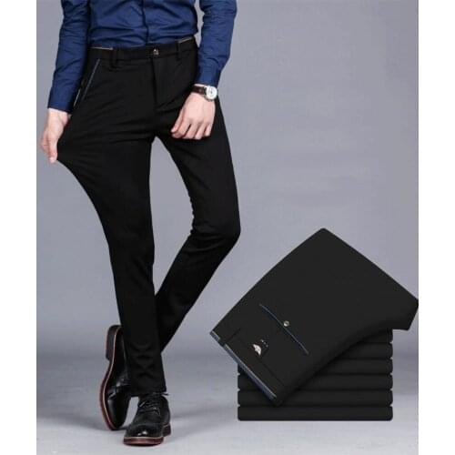 2021 Spring Non-Iron Dress Men Classic Pants Fashion Business Chino Pant Male Stretch Slim Fit Elastic Long Casual Black Trouser