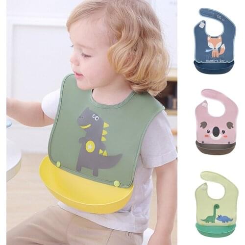 Cartoon Printed Baby Bibs Waterproof Baby Feeding Stuff Dinosaur Kids Girl Boy Bibs Children Apron Baby Accessories For Eating