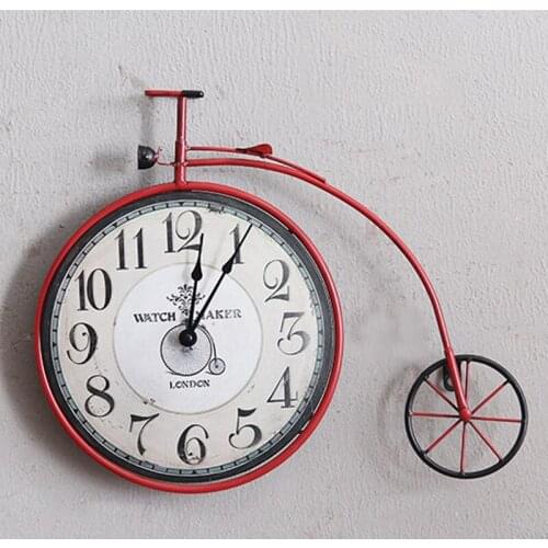 3d Bicycle Wheel Wall Clock Creative Shabby Chic Office Kitchen Pow Patrol Restoring Wrought Clock reloj de pared Gift 50ZB060