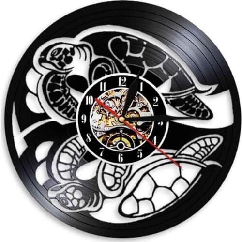 Beach Life Sea Animal Amphibian Turtle Home Decor Wall Clock Sea Turtle Summer Vinyl Record Wall Clock Tortoise Wall Watch Gift