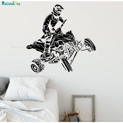 New Design Wall Decal Quad Bike Race Motor Four Wheeler Extreme Sport Bike Racing Rider Decoration Vinyl Murals Poster YT1768