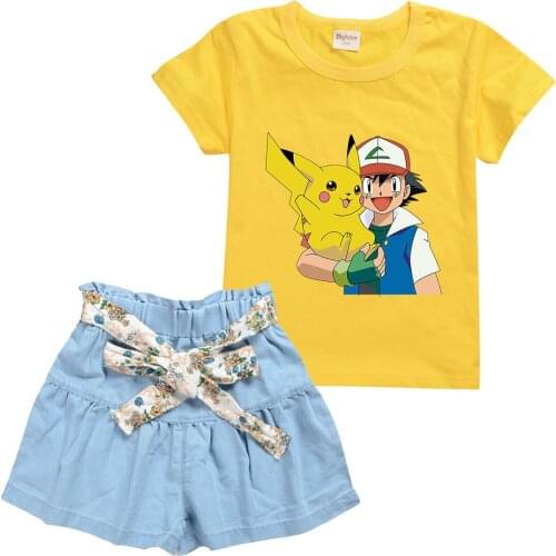 Pokemon Baby Boy Clothes Brand Summer Kids Clothes Sets T-shirt+ Shorts Suit Clothes Newborn Sport Suits