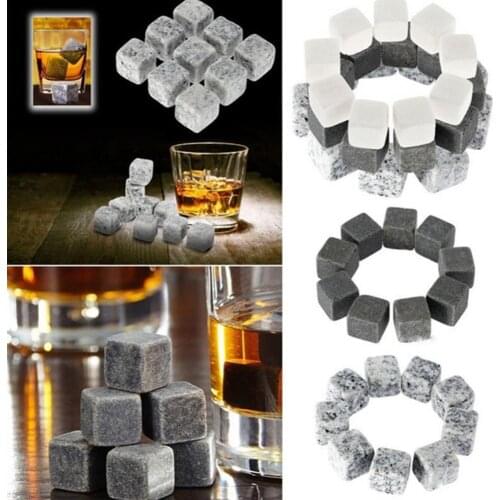 Drink cooler 6/9Pcs Reusable Wine Drinks Cooler Ice Cube Chilling Stone Rock Barware Tool beer cooler Kitchen accessories