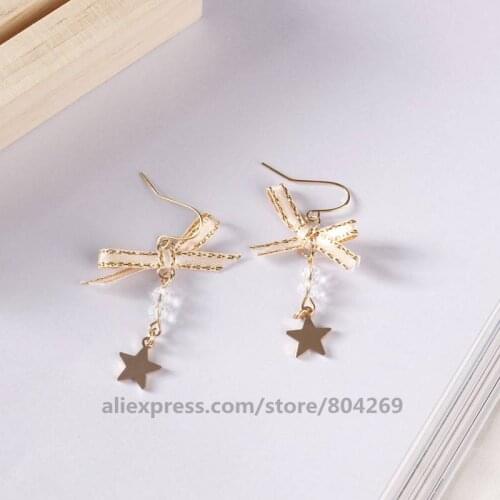 Wholesale Gold Star Dangle Drop Earrings Fashion Jewelry For Women Alloy Earrings Party Wedding Gift Wholesale Ear Jewelry