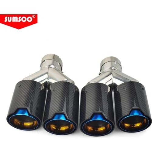 Genuine sumsoo Double-out Muffler Tips Universal M performance Carbon Fiber Exhaust Tips End Pipes for BMW Series