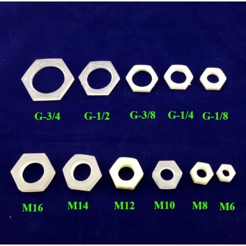 Plastic PE Pipe Fitting Lock Nut M6 M8 ,M10 M12 M14 M16 G1/4 G3/8 G1/2 G3/4 G1/8