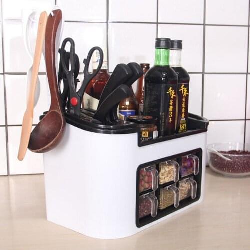 Home Knife/Fork Spice Rack Plastic Kitchen Organizer Shelf For Spices Supplies Accessorie Seasoning Jar Storage kruidenrek