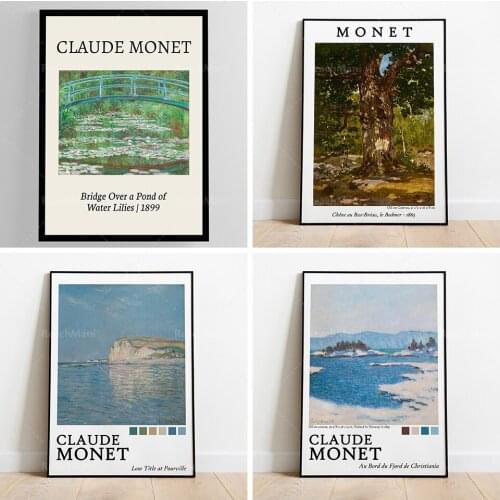 Claude Monet retro art exhibition poster, Christian Fjord painting, French art, printable high-quality art