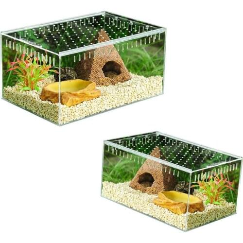 Transparent Reptile Breeding Box 360 Degrees Completely Transparent Safe Acrylic Sliding Cover Type Feeding Box For Pets