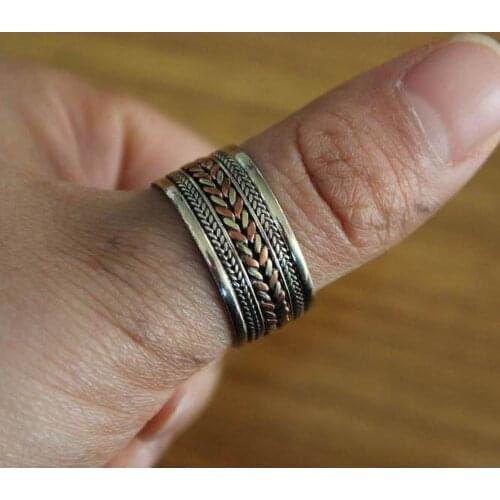 RG008 Handmade Tibetan 3 Metal Copper Adjustable Ring or Thumb Ring India Nepal Jewelry New Arrival