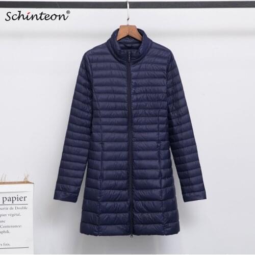 Schinteon Light Ultra White Duck Down Jacket Stand Collar Slim Warm Female Windbreaker Coat Casual Spring Autumn Outwear
