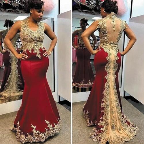 SuperKimJo Burgundy Evening Dresses Long Lace Applique Mermaid Modest Elegant Simple African Evening Gown Abiti Da Cerimonia