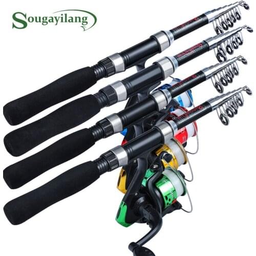 Sougayilang 1.6M Fishing Rod and Spinning Fishing Reel with Fishing Line Combo Portable Freshwater Fishing Kit Set