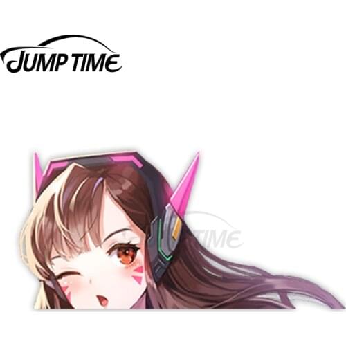 Jump Time Overwatch D.Va (Hana Song) 13 6.3 Big Head Anime Peeker Vinyl Decal Waifu Kawaii Girl Car Stickers