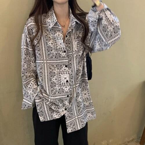 Summer Streetwear New Fashion Korean Retro Harajuku Printed Slim Blouses Women Clothing Loose Short Sleeved Oversize Shirts Tops