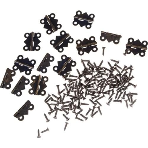 10pcs Hinges With Screws Butterfly Style Butt Iron Hinge Jewelry Box Wine Case