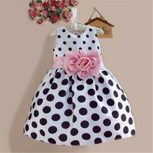 2017 Girl Dress Summer Party Sleeveless Polka Dot Flower Gown Formal Girl Clothes Dresses
