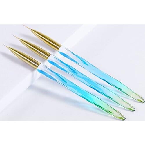 3 Pcs Nail Art Line Painting Pen Crystal Rod 3D Tips DIY Acrylic UV Gel Polish Brush Drawing Flower Grid French Design