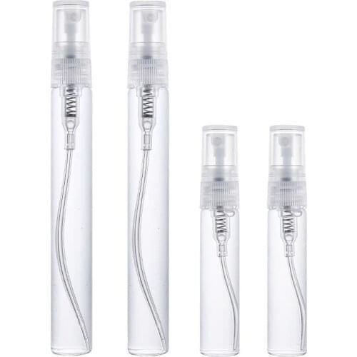 50pcs/lot Small Perfume Bottle Clear Glass Spray Bottle with Plastic Mist Sprayer Portable Travel Pocket Perfume Sample Vial