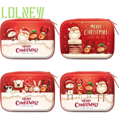 9.5*7*4cm 2020 New Christmas Style Women Coin Purse Cute Cartoon Elk Old Man Printing Gift Card Bag