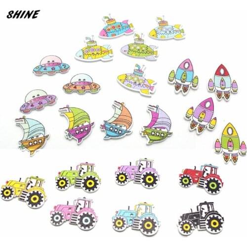 SHINE Wooden Sewing Button Scrapbooking Machinery Mixed Two Holes 12PCs Costura Botones Decorate bottoni botoes