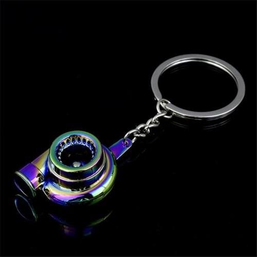 Mini Turbo Turbocharger Keychain Spinning Turbine Key Chain Ring Keyring Keyfob Car Keyring Car Interior Accessories